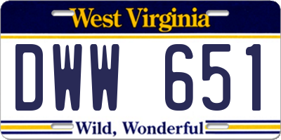 WV license plate DWW651