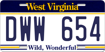 WV license plate DWW654