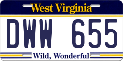 WV license plate DWW655