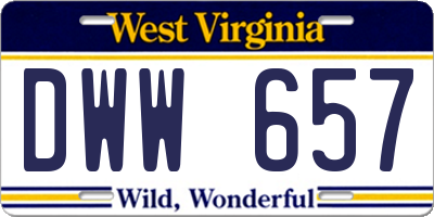 WV license plate DWW657