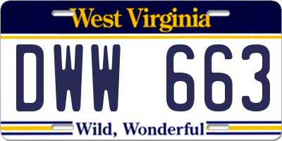 WV license plate DWW663