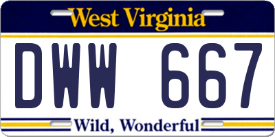 WV license plate DWW667