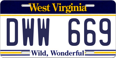 WV license plate DWW669