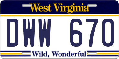 WV license plate DWW670