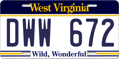 WV license plate DWW672