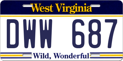 WV license plate DWW687