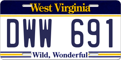 WV license plate DWW691