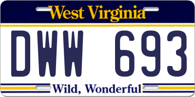 WV license plate DWW693