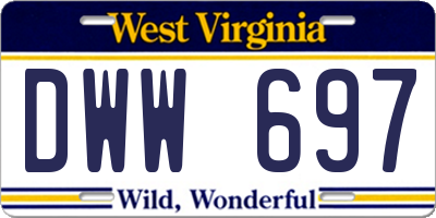 WV license plate DWW697