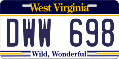 WV license plate DWW698