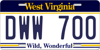 WV license plate DWW700