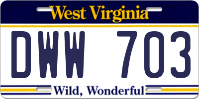 WV license plate DWW703