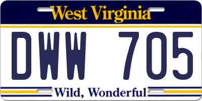WV license plate DWW705