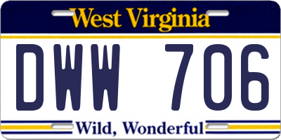 WV license plate DWW706