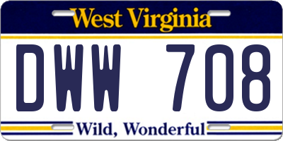 WV license plate DWW708