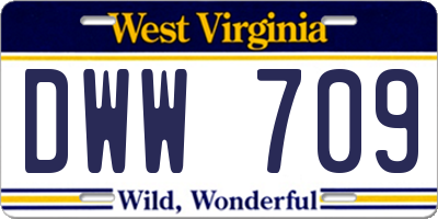 WV license plate DWW709