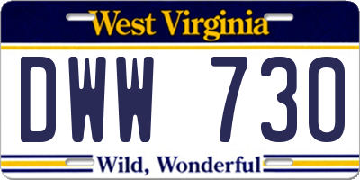 WV license plate DWW730