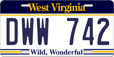 WV license plate DWW742
