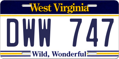 WV license plate DWW747