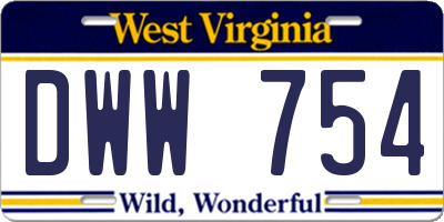 WV license plate DWW754