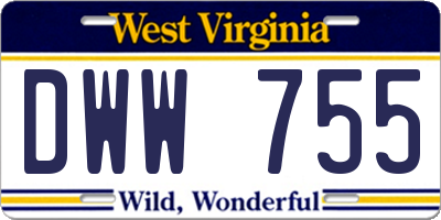 WV license plate DWW755