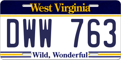 WV license plate DWW763