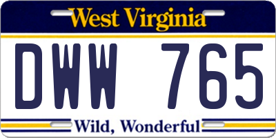 WV license plate DWW765