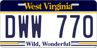 WV license plate DWW770