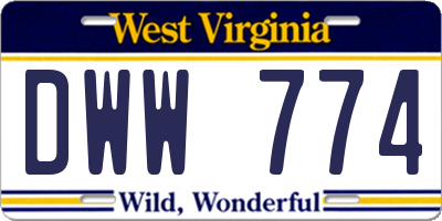 WV license plate DWW774