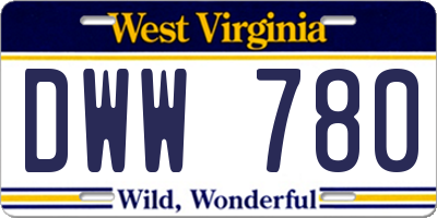 WV license plate DWW780