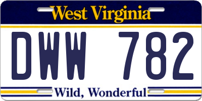 WV license plate DWW782