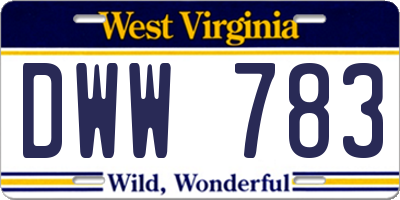 WV license plate DWW783