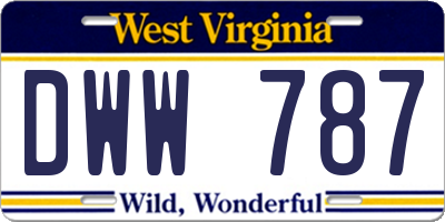 WV license plate DWW787