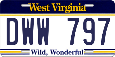 WV license plate DWW797