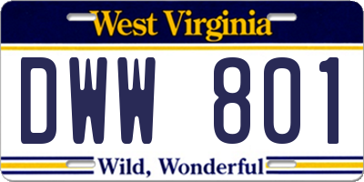 WV license plate DWW801