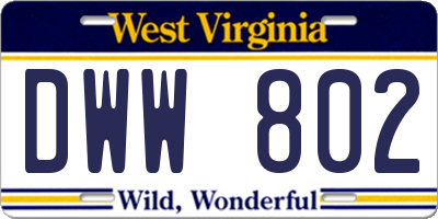 WV license plate DWW802