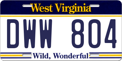 WV license plate DWW804