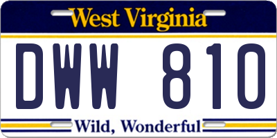 WV license plate DWW810