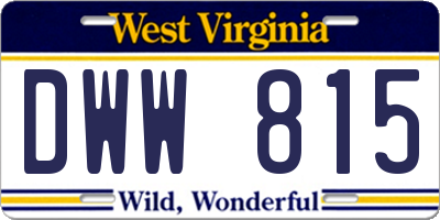 WV license plate DWW815