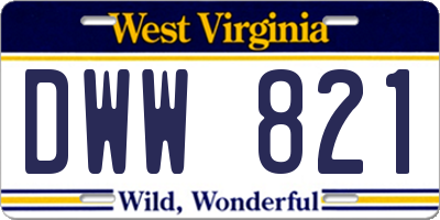 WV license plate DWW821