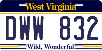 WV license plate DWW832