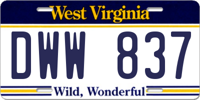 WV license plate DWW837