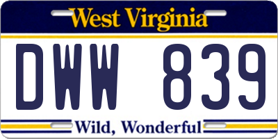 WV license plate DWW839