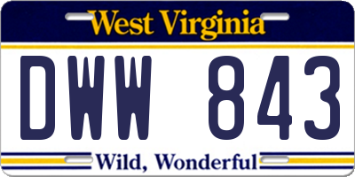 WV license plate DWW843