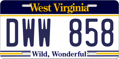 WV license plate DWW858
