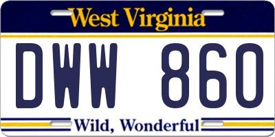 WV license plate DWW860