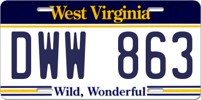 WV license plate DWW863
