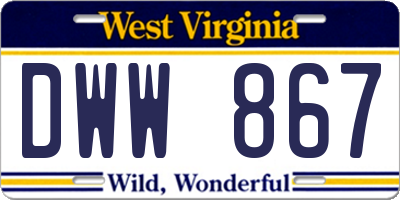 WV license plate DWW867