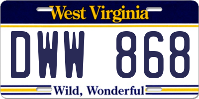 WV license plate DWW868