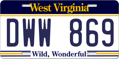 WV license plate DWW869